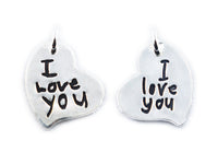 Your Loved One's Actual Handwriting on a Double Sided Silver Heart Shape Pendant