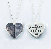 Pet Print and Owner's Fingerprint Silver Pendant Necklace