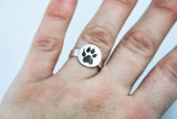 Silver Cat or Dog Paw Print Ring - Paw Print Jewelry
