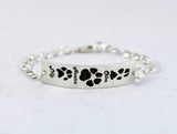 Cat and/or Dog Paw Prints on a Custom Silver Pendant Bracelet - Pet Print Jewelry