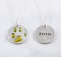 Glittery Silver Cat or Dog Paw Print on a Necklace or Keychain - Paw Print Jewelry