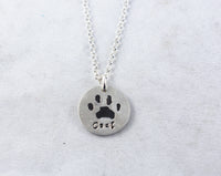 Silver Cat or Dog Paw Print Necklace or Keychain - Paw Print Jewelry