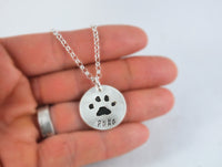 Silver Cat or Dog Paw Print Necklace or Keychain - Paw Print Jewelry