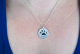 Silver Cat or Dog Paw Print Necklace or Keychain - Paw Print Jewelry