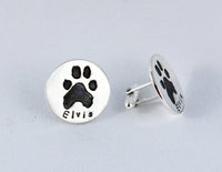 Dog or Cat Paw Print on a Custom set of Silver Cufflinks
