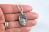 Silver Cat or Dog Partial Paw Print Necklace - Oval Shape