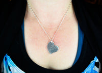 Actual Writing Signature and Fingerprint on a Silver Whimsical Heart Shape Pendant