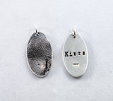 Silver Cat or Dog Partial Paw Print Necklace - Oval Shape
