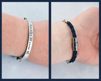 Your Message, Your Words, Personalized Sterling & Leather Bracelet