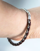 Short message - hand braided Genuine Kangaroo Leather & sterling silver bracelet